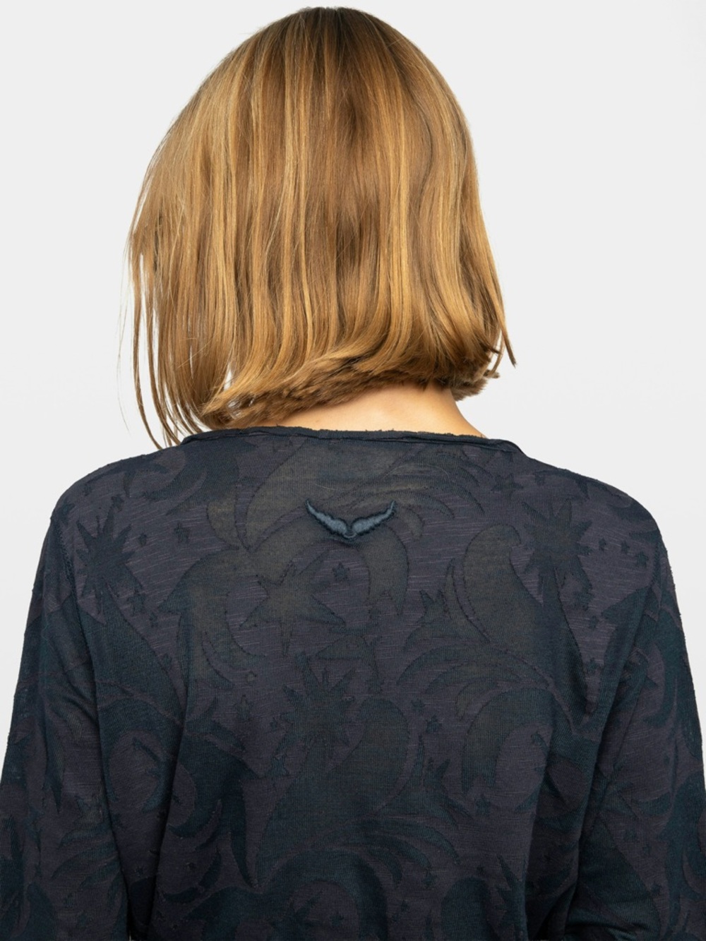 🆕 ZADIG & VOLTAIRE “Tuni” Long Sleeve Henley Top in Dark Purple/Navy - L - Picture 5 of 16